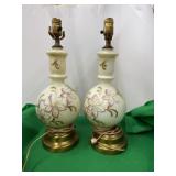 Lamp Bases Gold with Cream Color Pink and White