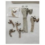 Dancer rhinestone brooches