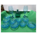 Sauce Dishes, Wine Glasses and Bottle