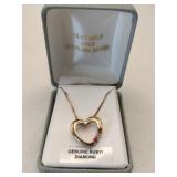 Gold tone heart necklace marked 925