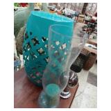 Turquoise metal table 18' silver ball decor &