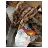 Pair of Minks, large faux blanket, old quilt,