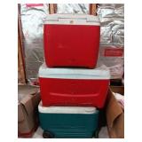Coolers 2 large Igloo, 1 with rollers