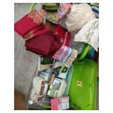Material table cloths with napkins, new cutains