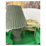 Wicker Lamp with Wall Shelf