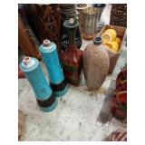 2 floor vases 21'& 19' plus 2 turquoise bottoms