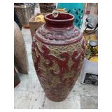 Large ceramic burgundy floor vase 20' tall