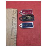 Indiana License Plate Keychain ID's 1949,1962,
