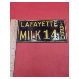 Lafayette Indiana Milk Truck License 1950