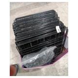 Black shelving unit comes with connectors.