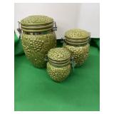 Storage Container Counter Set Grapes and Leaves