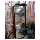 Large beveled Mirror 79'x31' with dark wood trim.