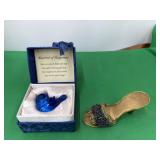 Blue Bird of Happiness and Slipper Ornament