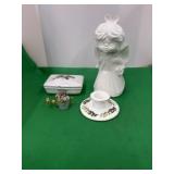 Holiday Angel and Candle Stick Holder Trinket Box