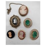 Cameo brooches and necklace