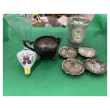 Seashell nut dishes, ceramic funnel, creamer by