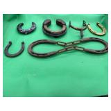 Brass Spur and Horse Shoes