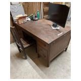 Solid wood construction, desk, and chair