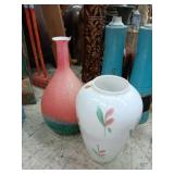 2 large vases 16' & 13' pink & turquoise