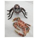 2 lobster and spider trinkets