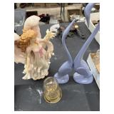 Ceramic 15 inch decorative swans, 13 inch angel