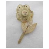 1940s carved Celluloid flower brooch