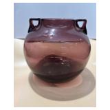 Blenko Double Handled Rose Bowl Vase Fig Color