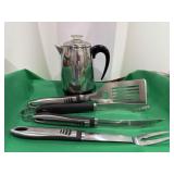 Outdoor Grill Set and Farberware Percolator