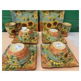 New Maxcera Terra Cotta Sunflower set 2 Platters,