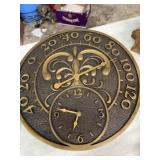 Heavy duty, wall thermometer, and clock 15 inches