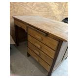 Solid wood five drawer desk with pullout platform
