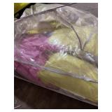 Bright pink and yellow decorative pillows and