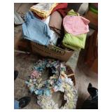 Basket of old cloths pins, hand made wreaths,