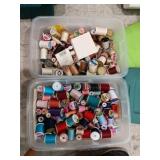 2 totes of sewing thread