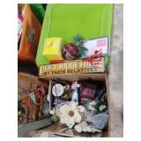 Metal sign, frog cup, large Christmas bell & more