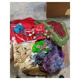 Christmas place mats, ornaments,  stocking,  tree
