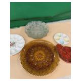 Indiana Tiara Glass amber deviled egg platter,