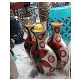 3 Burgundy vases 15' tall