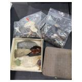 Collection of sharks teeth, arrowheads, coral and