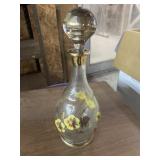 Hand-painted glass decanter 15 inches tall