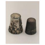 2 silver thimbles marked Alpaca  and Sterling.