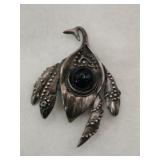 Silver Navajo black onyx Stone brooch marked 925