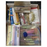 Pencils, color pens, letter organizer,