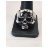 men's silver tone skull ring size 13