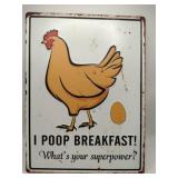 I poop breakfast metal sign 12x16