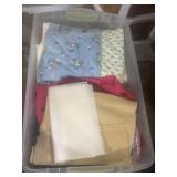 Tote of mixed pattern fabric remnants, scraps