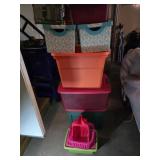 Pile of plastic totes and more