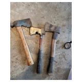 Carpenters axe and 2 Camping axes