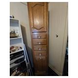 Oak Cabinet with flashlights,  smoke detectors