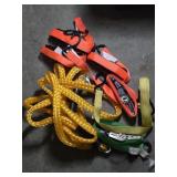 Tow rope and ratchet straps